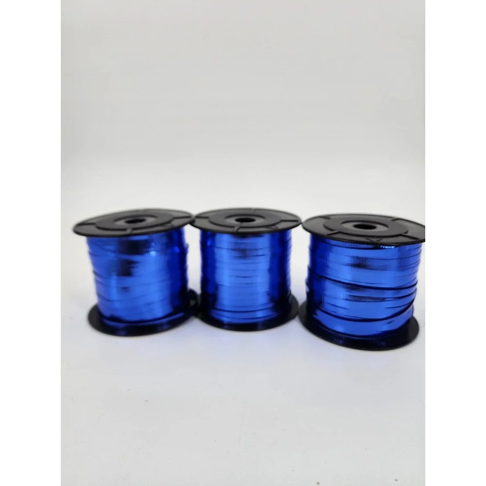 6 Pack Metallic Curling Ribbon Spools Royal Blue and Silver Gift Wrap Balloon